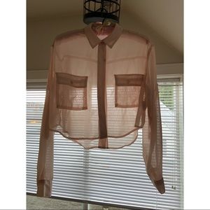 sws sheer cropped button-up blouse